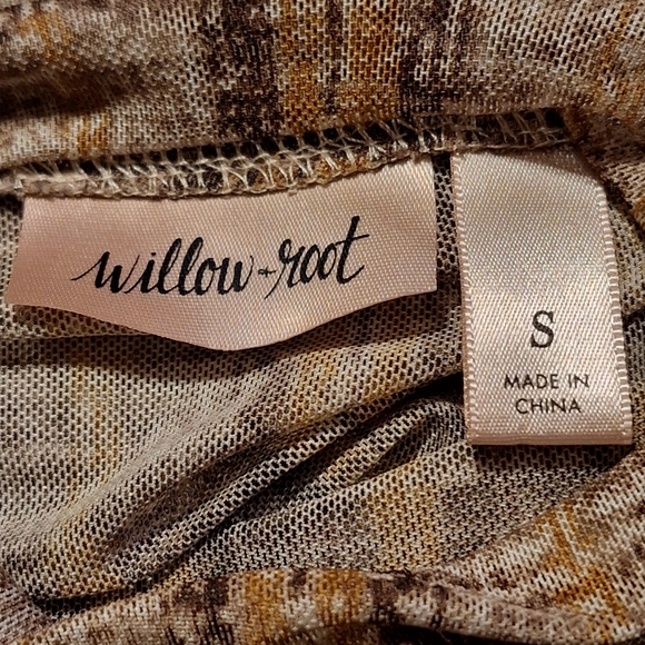 Willow + Root Buckle brown Plaid semi sheer mesh Mock neck top retro 70s Fall - Picture 6 of 9